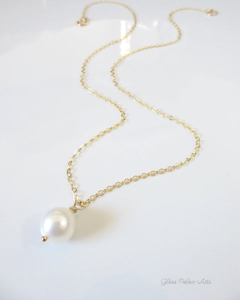 Freshwater Pearl Teardrop Necklace Rose Gold, Gold or Sterling Silver